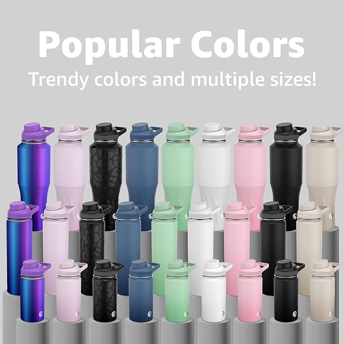 Chill Oasis Water Bottle | Compatible With Popular Flavor Cartridges | BPA Free, Leak Proof, Double-Walled Vacuum Insulated Stainless Steel, and Dishwasher Safe | Cold for 24 Hours (Aura, 22oz)-Ruum Studio Home