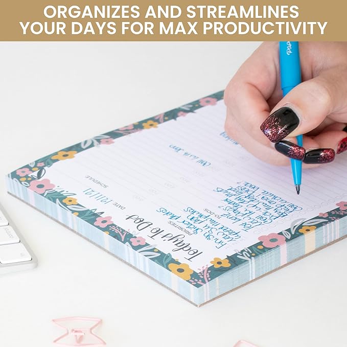 bloom daily planners Undated Daily Planner Notepad with Hourly Schedule for Appointments - Time Block To Do List Planning Pad - 80 Sheets - 6" x 9" - Garden Blooms-Ruum Studio Home