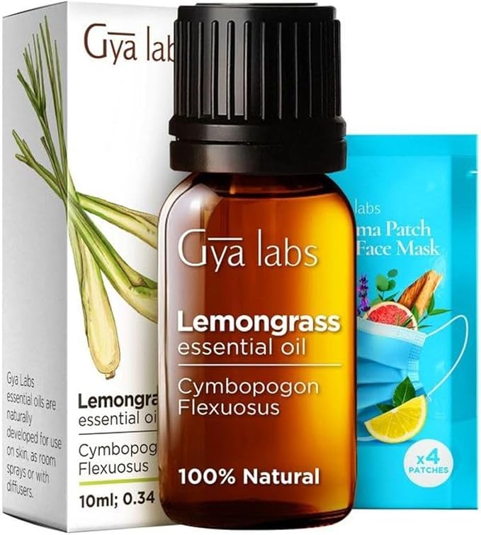 Gya Labs Lemongrass Essential Oil for Diffuser - 0.34 Fl Oz - 100% Pure Natural - Lemongrass Oil for Hair, Skin, Herbaceous, Candle Making Scent-Ruum Studio Home