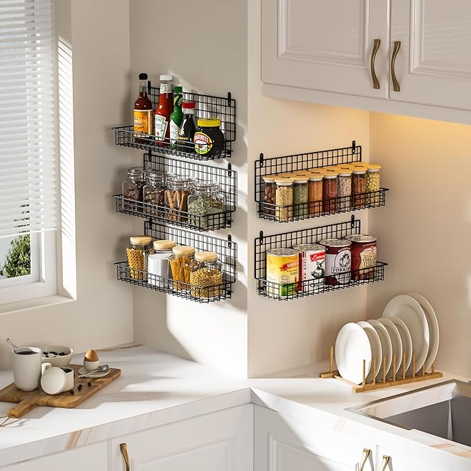 X-cosrack Spice Rack Wall Mount, 5 Tier Large Spice Rack Organizer for Efficient Storage, Height-Adjustable Hanging Spice Shelf for Kitchen and Pantry, Up to Storage 90 Jars(Patent No.:D909138S)-Ruum Studio Home