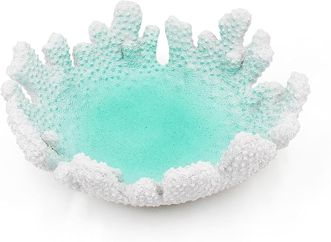 Turquoise Coral Textured Decorative Bowl,9.45" Medium Resin Decorative Centerpiece Bowl for Coastal Beach theme house table centerpiece decorations & Nautical decorations for coffee table-Ruum Studio Home