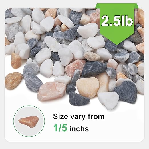 2.5 lbs Small Rocks for Plants, 1/5 Inch Pebbles for Indoor Plants, Natural Decorative Pea Gravel for Aquarium, Fish Tank, Terrarium, Succulents, Bamboo Plants, Vases, Cactus, Crafts-Ruum Studio Home