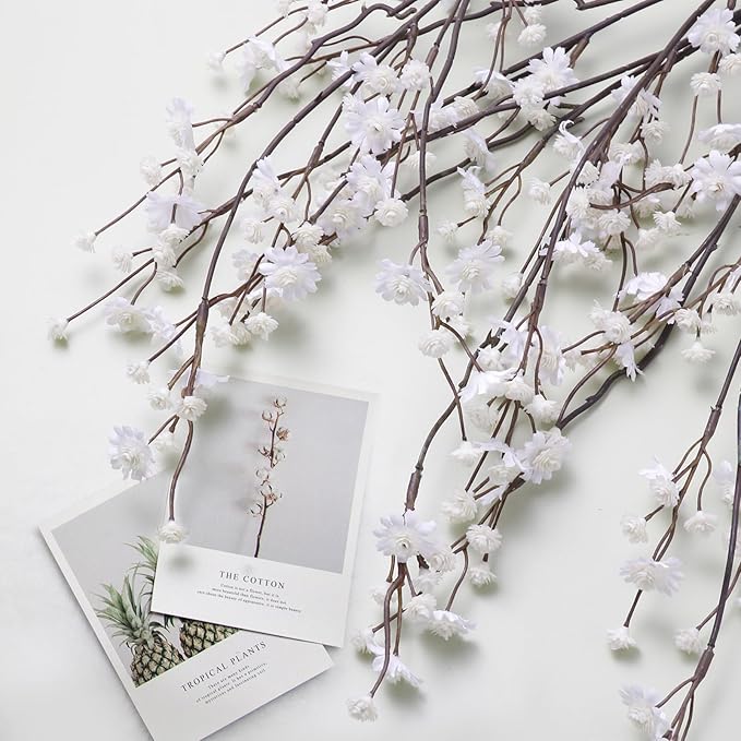 Geegoods 10 Stems White Faux Flowers for Vase – Real Touch Artificial Baby Breath Branches Long Stem for Tall Vase Indoor Home Table Centerpieces Decoration-Ruum Studio Home