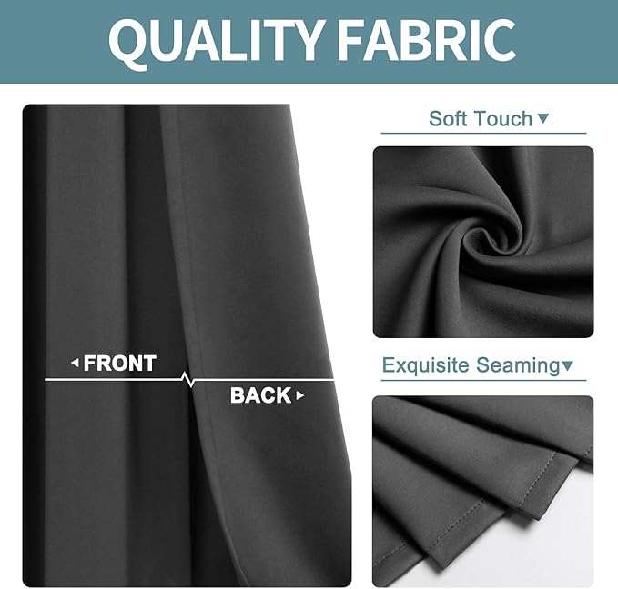 ChrisDowa Small Window Curtains 50 inches Long for Bedroom - Grommet Short Thermal Insulated Room Darkening Curtains for Kitchen (2 Panels, Dark Grey, 29 x 50 Inch)-Ruum Studio Home
