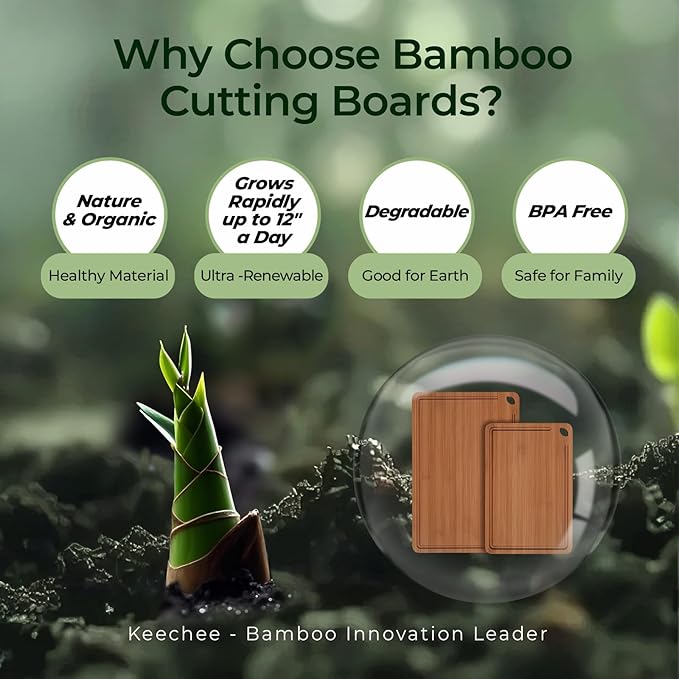 Butcher Block 2-Pcs Carbonized Bamboo Cutting Board Set With Juice Groove For Meal Prep & Cheese Serving - Ideal Kitchen Gift Set of 2 (M+L)-Ruum Studio Home