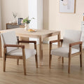 Kmax Modern Dining Chairs Set of 2 Linen Fabric Kitchen Arm Chairs Upholstered Accent Chairs with Wooden Legs for Dining Room, Living Room, Bedroom, White-Ruum Studio Home