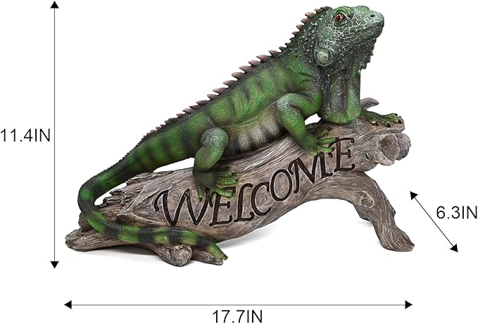 Chameleon Figurine Lizard Garden Decor: Big Iguana Figure Outdoor Statue Resin Yard Decoration Porch Large Sculpture Lawn Outside Flowerbed Accessories Welcome Sign-Ruum Studio Home