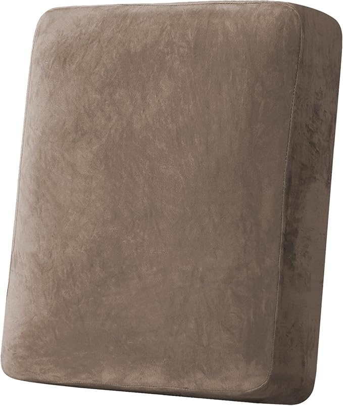 H.VERSAILTEX Velvet Stretch Couch Cushion Cover Plush Cushion Slipcover for Chair Cushion Furniture Protector Seat Cushion Sofa Cover (1 Piece Armchair Cushion Covers, Mocha)-Ruum Studio Home