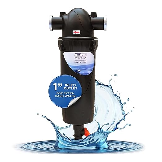 Hardless NG4L Whole House Water Filter - Salt-Free Softening Device - Reduces Limescale, Sediment & More - Compact, Easy to Install - Comes w/ 1" Inlet/Outlet - Filtration System for Extra Hard Water-Ruum Studio Home