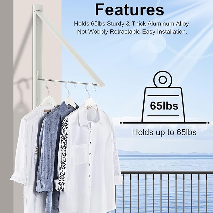 Retractable Clothes Drying Rack,Space Saver Wall Mounted Folding Hanger for Laundry Room, Closet Storage Organization, Easy Installation Aluminium Dryer 1pcs-Ruum Studio Home