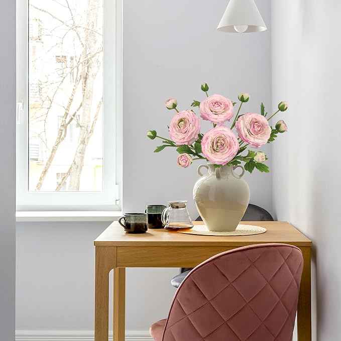 IPOPU 4PCS Real Touch Purple Ranunculus Artificial Flowers Faux Ranunculus Flowers for Vase Real Look Silk Peonies Fake Peony Flowers for Home Indoor Wedding Centerpieces for Table Decor (Purple Edge)-Ruum Studio Home