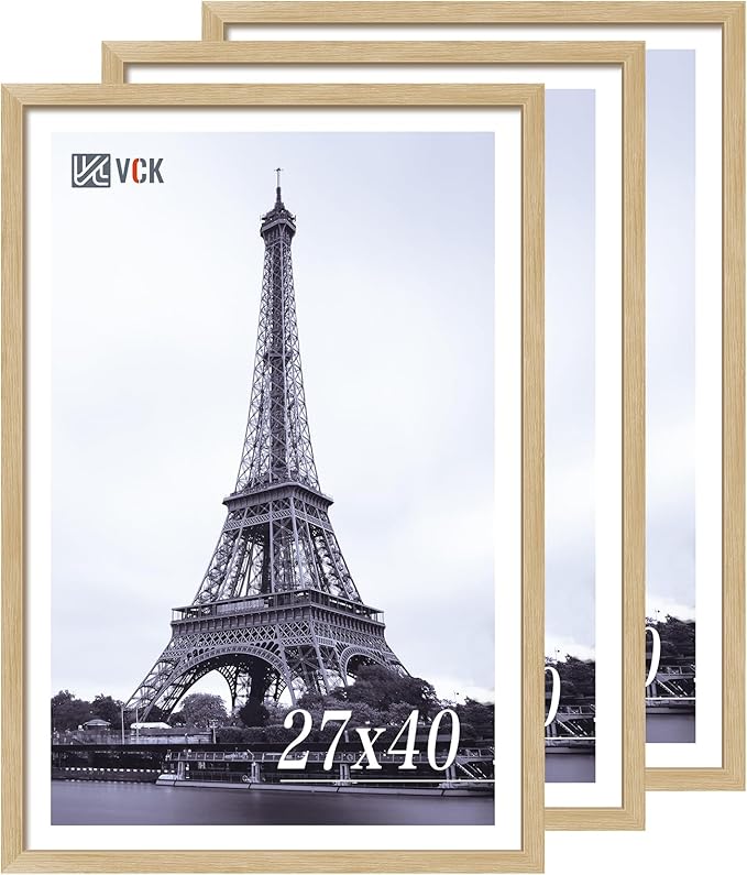 VCK 27x40 Oak Poster Frame 3 Pack, Natural Solid Wood Picture Frames, Wall Gallery Frame-Ruum Studio Home