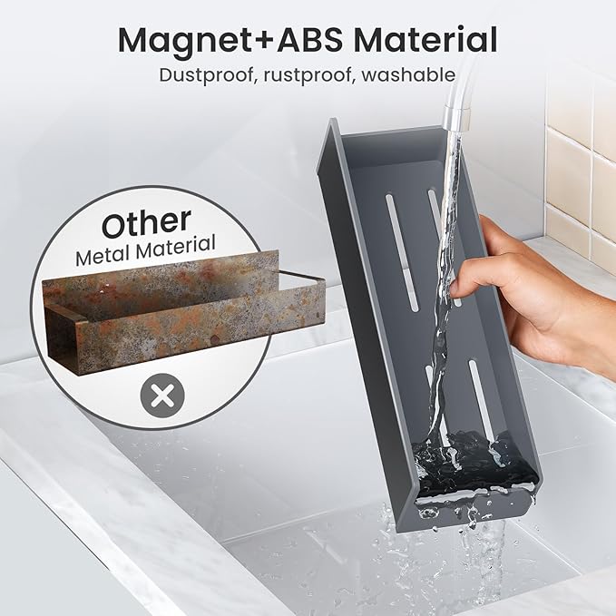 Magnetic Spice Rack for Refrigerator, Kitchen Organizer and Storage Shelf, Grey(2 Pack)-Ruum Studio Home