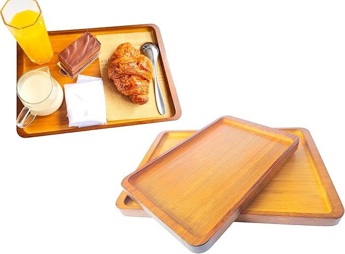 Bamboo Serving Tray – Two Sizes for Breakfast, Tea, Coffee & Snacks – Eco-Friendly Wooden Tray for Bed, Kitchen, Coffee Table, or Decorative Use-Ruum Studio Home