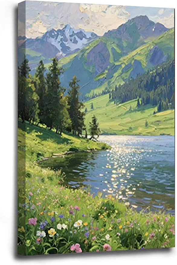 The scenery of mountain streams and green meadows is suitable for living rooms bedrooms offices landscape posters and wall paintings-Ruum Studio Home