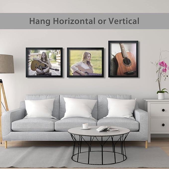 VCK 16x20 Poster Frames 3 Pack Black MDF Wood and Polished Plexiglass Frame,Display Pictures in Horizontal and Vertical-Ruum Studio Home