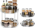 2 Pack Lazy Susan Organizer 9.25''and 11.81'' Two-Tier Lazy Susan Turntable for Cabinet, Spice Rack, and Pantry Storage - Spinning Makeup Organizer for Bathroom, Clear-Ruum Studio Home