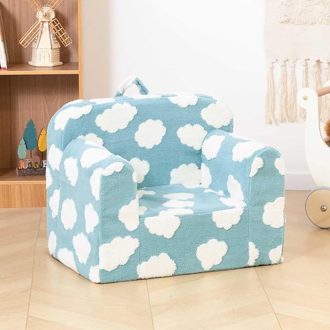 ALIMORDEN Kids Ultra-Soft Snuggle Foam Filled Chair, Toddler Cuddly Reading Couch, Blue-Ruum Studio Home