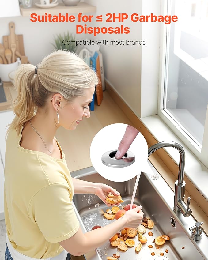 VEVOR Garbage Disposal Air Switch Kit, 2.5" Sink Top Air Switch for Food Waste Disposal, Polished Stainless Steel ON/OFF Air Push Button for Waste Disposer - Suitable for Stainless Steel Countertops-Ruum Studio Home