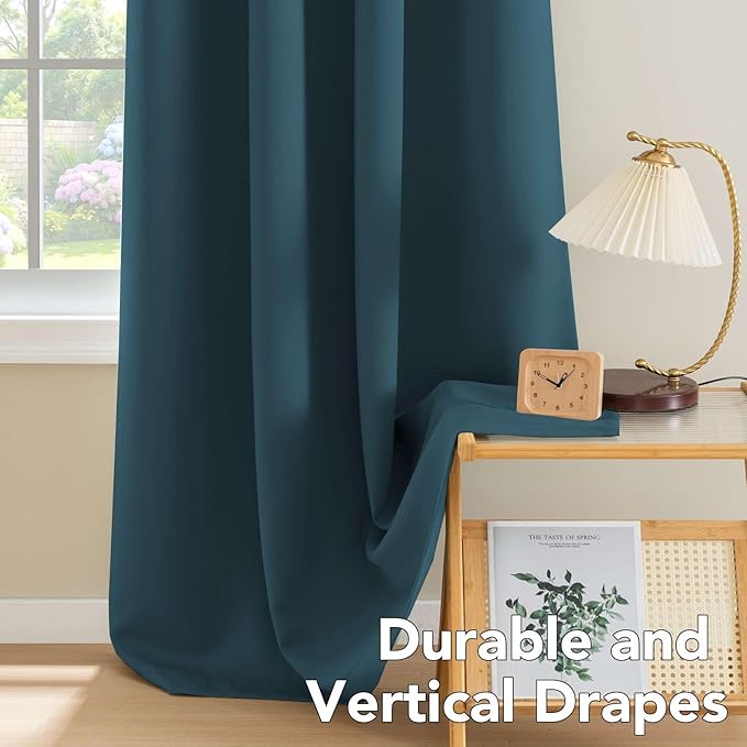 H.VERSAILTEX Premium Blackout Thermal Insulated Room Darkening Curtains for Bedroom/Living Room - Classic Grommet Top (2 Panels, Dark Teal, 52 Inch by 84 Inch)-Ruum Studio Home