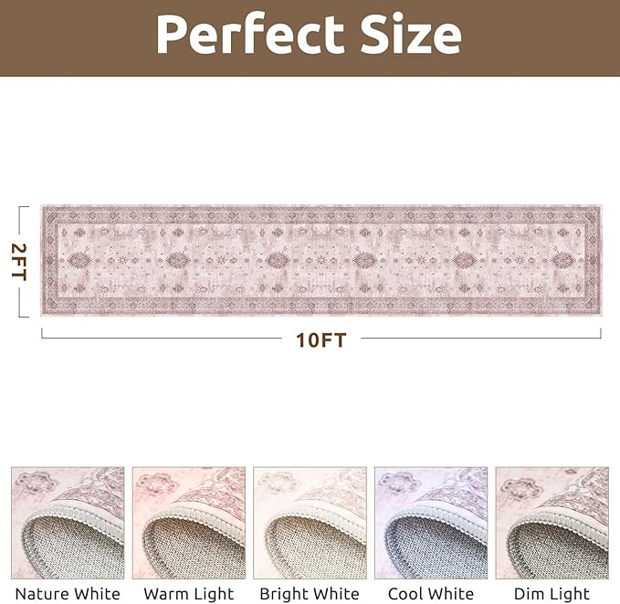 AMOAMI Vintage 2X10 Runner Rug Non Slip Soft Runners for Hallways Washable Hallway Runner Rug Bedside Rugs for Bedroom Long for Hallways Entryway Laundry Room Stair Kitchen Bathroom-Ruum Studio Home