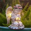 Praying Angels Figurine,Solar Garden Angel Statues, Waterproof Kneeling Angel Sculpture, Outdoor Decor Ornament for Patio Lawn Yard Balcony, Garden Gift-Ruum Studio Home