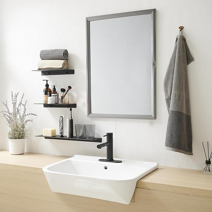 JOOM Metal Floating Shelf, 12" Black Shelf, Small Display Shelf for Wall Storage-Ruum Studio Home