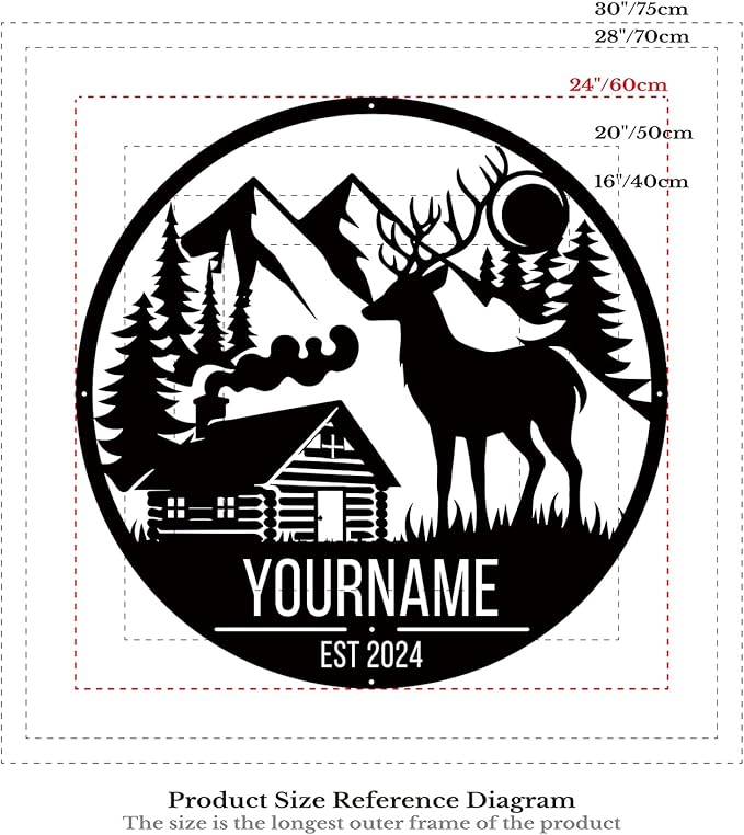 Personalized Deer Forest Name metal Signs,Custom Shed Metal Wall Decor,Black Deer Metal Wall Art Decor,Deer Home Metal Signs Plaques,Outdoor wall Decorative Signage (Style B)-Ruum Studio Home