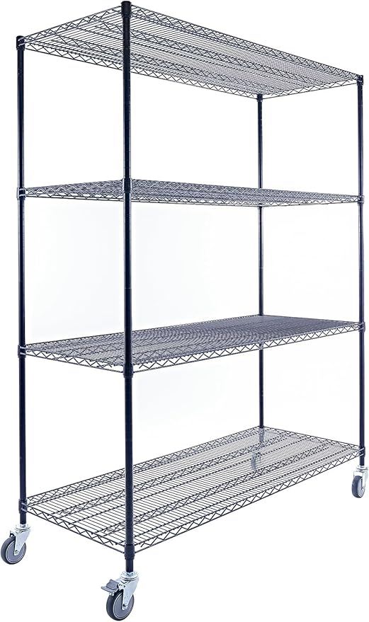 60"x24"x72" Premium Metal Steel 4-Tier Wire Shelving NSF 3200 LBS MAX Capacity Heavy Duty Storage Rack for Hospitals, Schools, Commercial Spaces, and Garages w/Premium Wheels-Ruum Studio Home