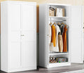 Metal Wardrobe Cabinet with Hanging Rod,White Armoire Wardrobe Closet,Metal Clothing Storage Cabinet with Adjustable Shelves and Doors,72" Wardrobes Storage Cabinet for Home,Living/Laundry Room-Ruum Studio Home