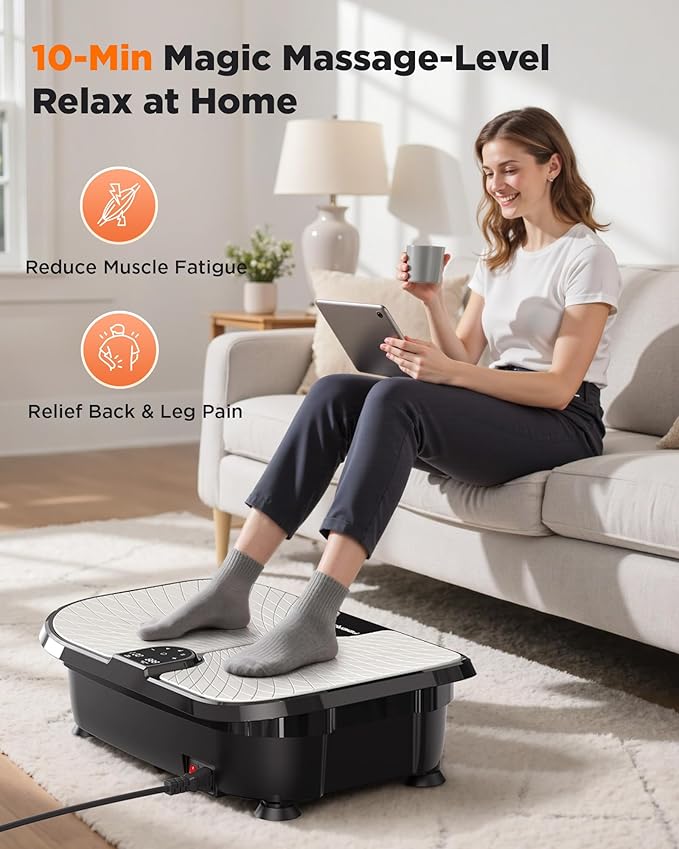 FEIERDUN Vibration Plate Exercise Machine, 400 LBS Capacity Vibration Plate for Lymphatic Drainage, Max Space for Whole-Body Workout & Relaxation at Home-Ruum Studio Home