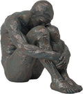 Guichifun Sitting Man Sculptures Home Decor - Resin Bronze Sitting Posture Holding Arms Legs Lonely Statues Decorative Objects Outdoor Gift for Men 9.25 x 5.25 x 7.5 Inch-Ruum Studio Home