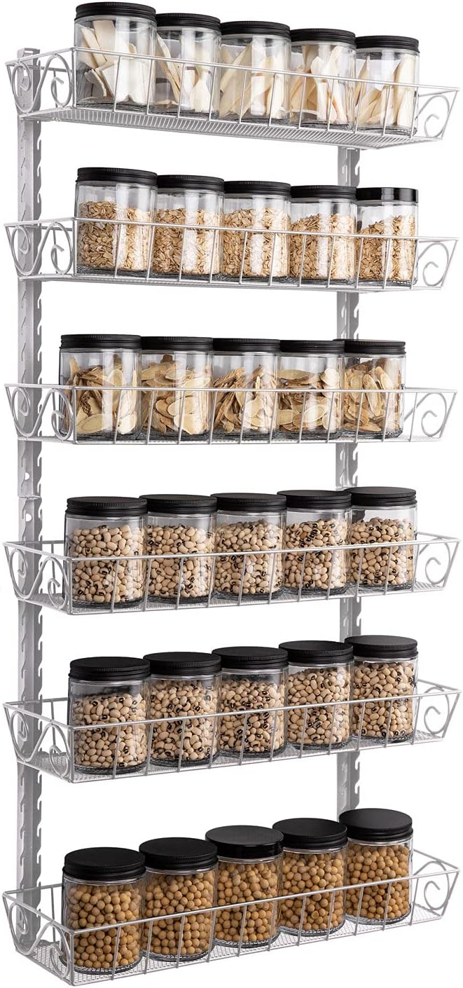SWOMMOLY Adjustable Wall Mount Spice Rack, 6-Tier Dual-use (Multi-use) Organizer, Silver-Ruum Studio Home