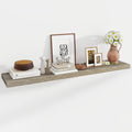55 Inch Floating Shelves, 12 Inch Deep Floating Shelves for Wall, Floating Shelf with Invisible Brackets, Deep Shelves for Bathroom, Bedroom, Living Room, 1 Pack, Grey-Ruum Studio Home