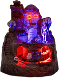 innodept12 Animated Halloween Small Village House - Moving Train and Skull Ghosts Tombstones Figurines with Pre-Lit Spooky Voice, Battery Operated, Not Including-Ruum Studio Home