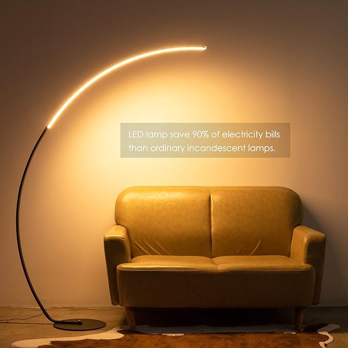 NUÜR Arc Floor Lamp, 67" Tall Black Gold LED Modern Standing Floor Lamp with Remote Control, Arched Bright Floor Lamps for Living Room Bedroom Office Home (Black)-Ruum Studio Home