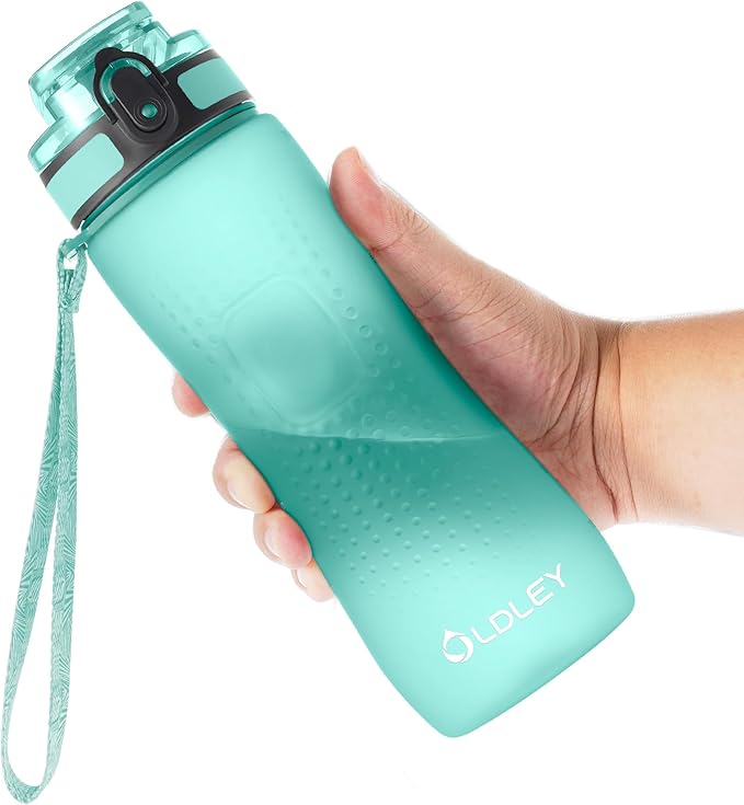 OLDLEY 25 oz Water Bottle, Motivational Water Bottle with Time Marker, Sports Water Bottle With Strap, Leakproof & BPA Free Large Water Bottles for School, Gym, Travel, Outdoor, Tritan,Green-Ruum Studio Home