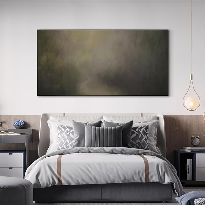 SIGNWIN 24"x46" Extra Large Framed Wall Art Muted Forest Path Soft Misty Woodland Scene Illustration for Home Living Room Bedroom Decor (Frame Assembly Required)-Ruum Studio Home