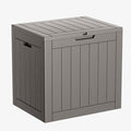 31 Gallon Resin Deck Box, Lockable Patio Outdoor Storage Box for Furniture, Garden Tools and Tools Storage, Waterproof Outside Storage Boxes - Grey-Ruum Studio Home