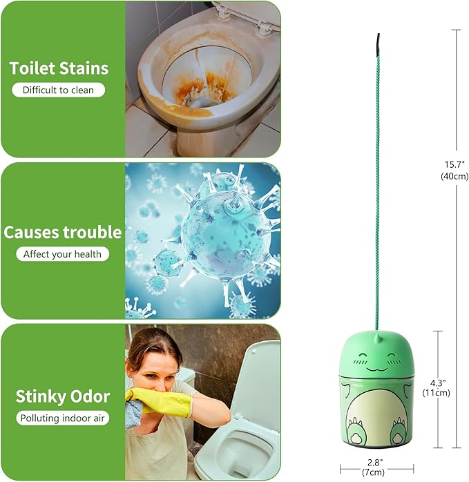 Toilet Bowl Cleaner-Cute Dinosaur-Shaped Toilet Bowl Cleaner Bottle Automatic Bathroom Toilet Tank Cleaner Easy-To-Use Septic Safe Toilet Cleaner in Bottle with Jasmine Scent (1, green)-Ruum Studio Home
