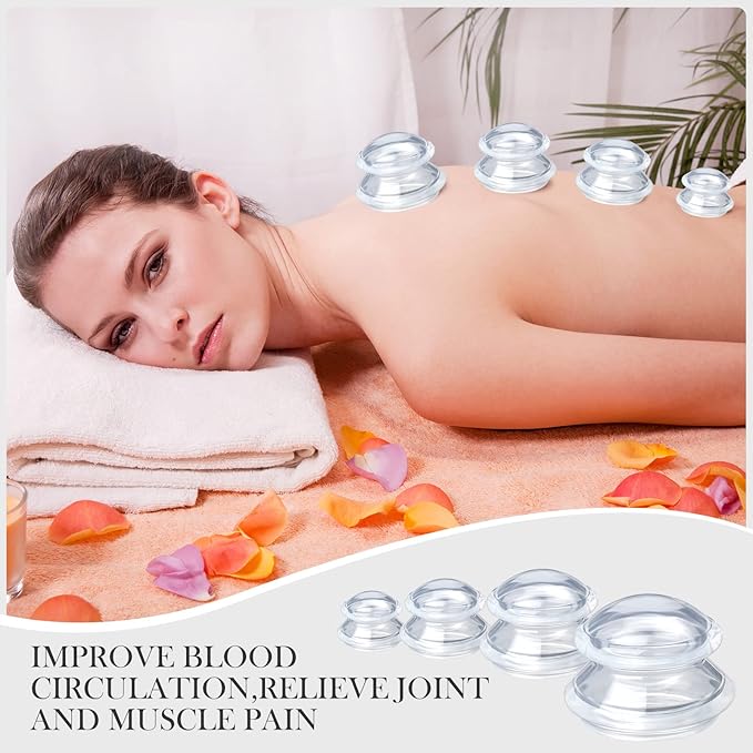 16 Pcs Silicone Cupping Therapy Set Anti Cellulite Cup Vacuum Suction Massage Cup Silicone Cupping Therapy Set for Cellulite Reduction Myofascial Release Massage Therapist Home Use (Clear)-Ruum Studio Home