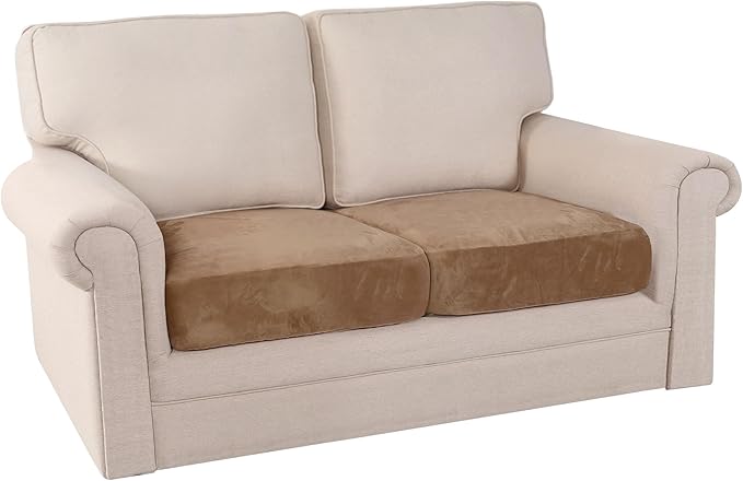 PrinceDeco Stretch Velvet Couch Cushion Covers, Soft Cushion Slipcover for Chair Loveseat Sofa Cushion Furniture Protector Seat Cushion Sofa Cover (Each Width Up to 29.5", Camel)-Ruum Studio Home