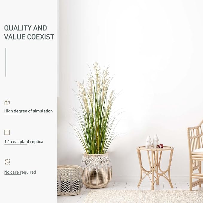 Artificial Plant, 47in Tall Pampas Grass, Faux House Plants in Pot, Indoor Decorative Flowers &Greenery for Home and Office, Ideal Housewarming Gift-Ruum Studio Home