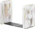 MyGift Whitewashed Wood Desktop Bookends, Decorative Bookshelf Display Organizers Office Book Shelf Decor, 1 Pair-Ruum Studio Home