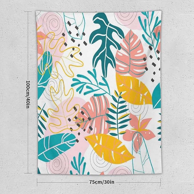 ICMOLYYENLO Tropical Green Leaves Tapestry, Exotic Leaves Beautiful Bedroom Wall Hanging, Floral Poster Blanket for Bedroom Living Room Dormitory Apartment 50x60 Inch-Ruum Studio Home