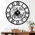 LBC.JzJu24inches/60cm Large Wall Clocks Battery Powered No Ticking Silent Round Black Modern Unique Metal Wall Clocks Suitable Living Room Kitchen Bedroom Fireplace Office Farmhouse。-Ruum Studio Home