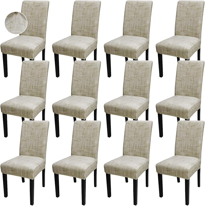 JQinHome Pattern Chair Covers Pack of 12,High Stretch Removable Washable Parsons Chair Slipcover for Home Party Hotel Wedding Ceremony (Stripe Pattern,12PCS)-Ruum Studio Home
