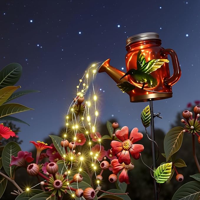 Solar Watering Can Light, Yard Outdoor Decor Lights, IP65 Waterproof, Hanging Hummingbird Garden Light, Outside Garden Flower Bed Decor, Women Gift, Birthday Gifts-Ruum Studio Home