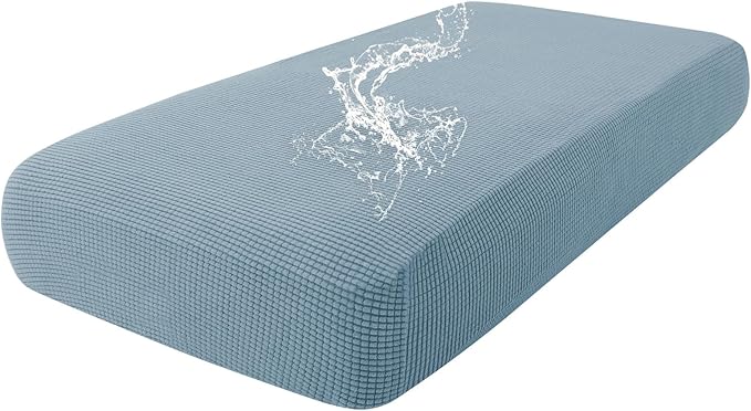 hyha Waterproof Couch Cushion Covers for Pets, Non Slip Sofa Seat Cover for Dogs Washable, Soft Thick Stretch Jacquard Fabric, Sofa Slipcovers with Elastic Bottom (1 Piece for Medium, Lake Blue)-Ruum Studio Home