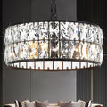 12” 3-Light Modern Crystal Chandeliers Black Dinning Room Light Fixture, Round Pendant Light Kitchen Island Chandelier, Flush Mount Ceiling Light for Living Room Entryway Bedroom Foyer-Ruum Studio Home